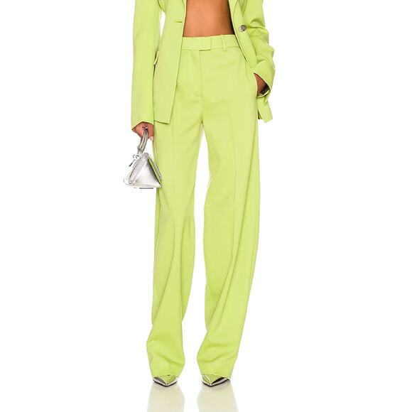 The Attico Jagger Wool Gabardine Pants Pistache Green Trousers Pleated 4 US NWT - Picture 1 of 9